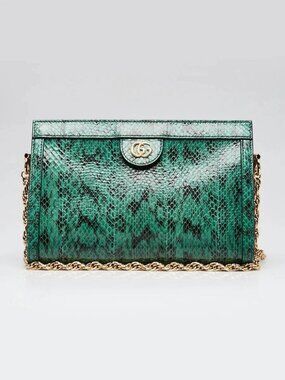 Gucci Green Snakeskin Ophidia Small Shoulder Bag